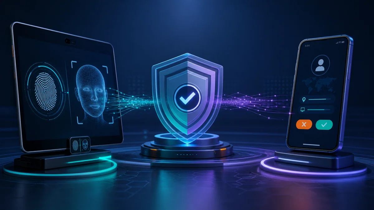 Editorial concept illustrating Is Biometric Authentication Better Than App-Based MFA?