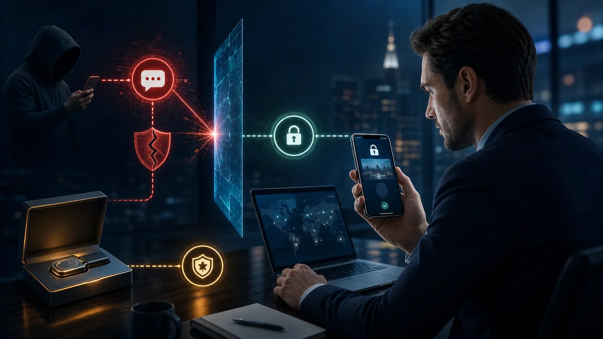 Editorial scene illustrating PasswordFree® — SaaS Simplicity
