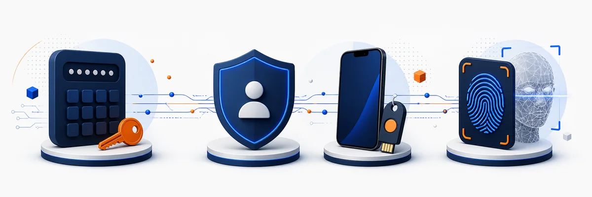 The three authentication factor types: something you know, something you have, and something you are.