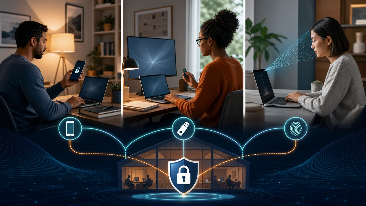 Editorial cybersecurity scene illustrating Mandatory MFA Should Not Mean Mandatory Disruption.