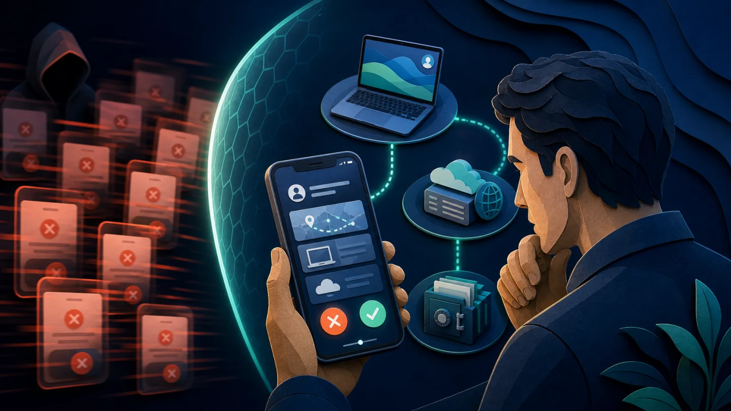 Editorial concept illustrating How Does Push Notification MFA Work?