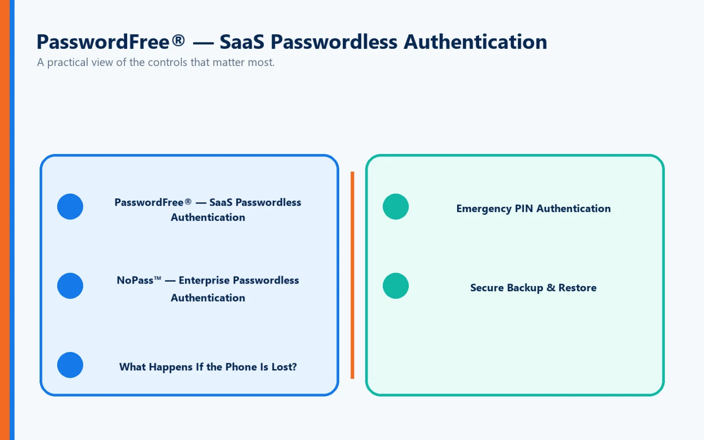 Explanatory visual for PasswordFree® — SaaS Passwordless Authentication.