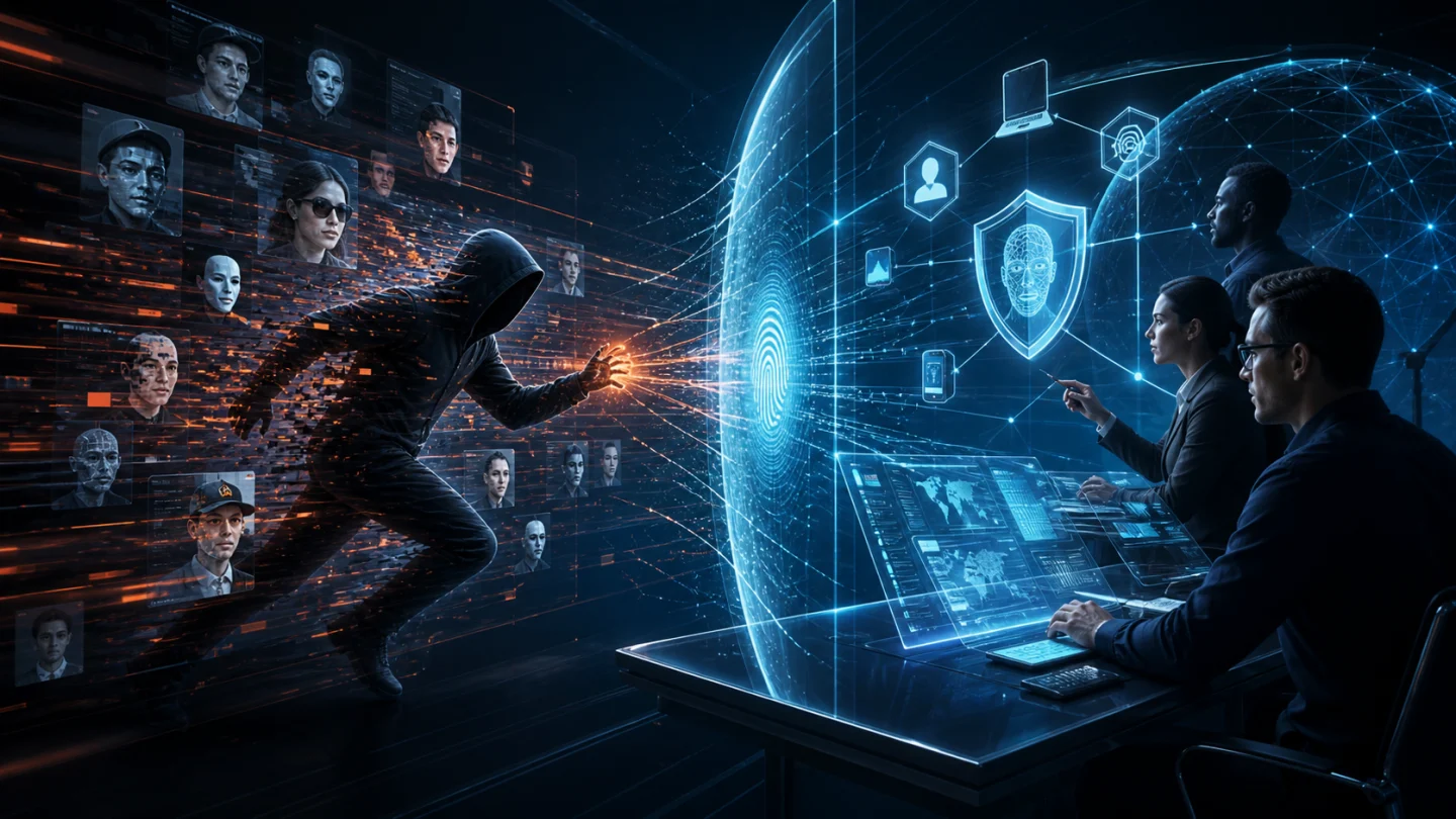 Escena editorial que ilustra la actividad de Monitor de Identidad—No sólo Malware